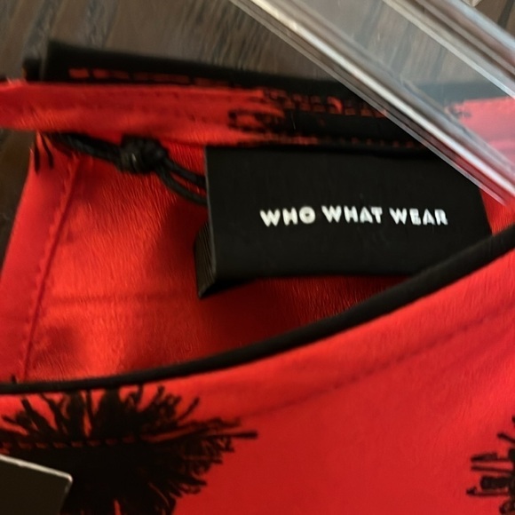 Who What Wear red with black design 3/4 sleeved dress. Size Small. NWT - Picture 2 of 11